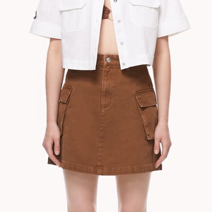 Shorts personalizzati in Denim marrone da donna Sexy con tintura alta a vita alta Vintage formale estate autunno traspirante in cotone 100% <span class=keywords><strong>Cargo</strong></span> - Product Image 1