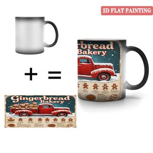 Mug en céramique noir givré de 11 oz, changeant de couleur à la chaleur, motif boulangerie pain d'épices - Product Image 4