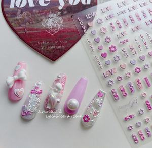 <span class=keywords><strong>2022</strong></span> nouveaux designs Nail art autocollants 5D en relief rose doux fille amour <span class=keywords><strong>gel</strong></span> ongles autocollants pour la décoration des ongles - Product Image 4