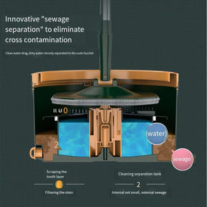 Nouvelle serpillière carrée mains libres et économie de travail, nettoyage propre, séparation des eaux usées, nettoyage de l'eau domestique, seau rotatif - Product Image 3