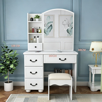 Table de maquillage moderne et simple avec miroir éclairé intégré, armoire de rangement durable et écologique pour