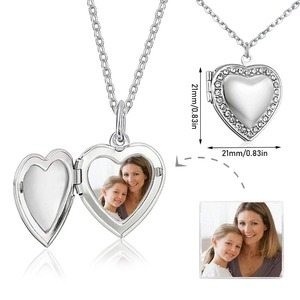 1 pièce Pendentif médaillon photo en forme de cœur en acier inoxydable avec strass brillants pour femme et fille, pour photos de souvenirs, cadeau bijou - Product Image 2