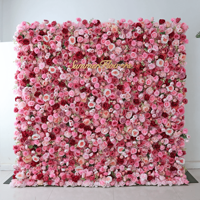 Dinding Bunga Artifisial Sutra 3D Motif Bunga Pink untuk Pernikahan, Wisuda, Natal - Tahan Lama dan Romantis (Grosir)