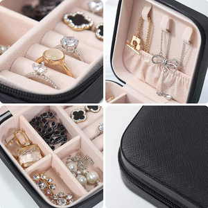Travel Jewelry Jewellery Case Portable Travel Mini Jewelry Box Leather Jewellery Ring Organizer Case Storage Gift Box Girls Women