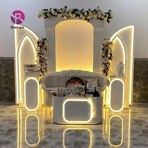 Nouvelle toile de fond de mariage, panneau lumineux LED, arche de fleurs, support, événements, fête d'anniversaire, <span class=keywords><strong>cérémonie</strong></span>, mariée, toile de fond de mariage blanche - Product Image 1
