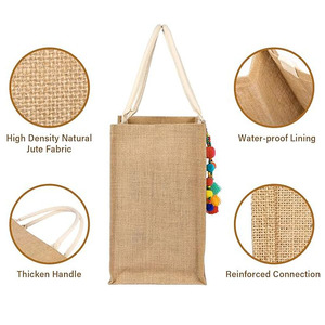 Wholesale High-quality <strong>Jute</strong> <strong>Bags</strong> Customizable <strong>Color</strong> Logo Minimalist Design Gift Letter Pattern Environmentally Friendly Reusable - Product Image 2