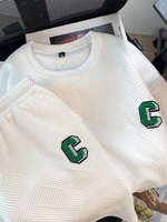 Ensemble décontracté gaufré pour femme, été 2023, style coréen, t-shirt oversize à manches courtes + short brodé lettres, 2 pièces