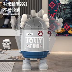 Jolly Fun Cartoon Trash Can With Legs <b>Sliding</b> Lid <b>Large</b> Capacity Indoor Use For Living Room Bedroom - Product Image 5