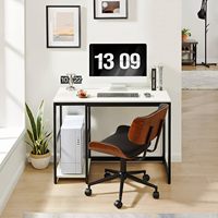 Bureau solide de 40 "avec double étagère Grand espace de rangement Bureau de jeu moderne Bureau d'étude et d'écriture pour ordinateur portable Blanc