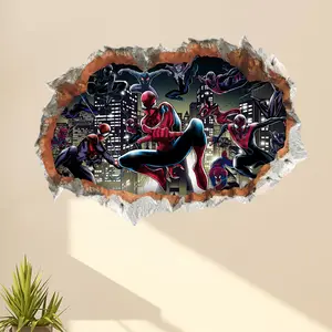 Autocollant mural <span class=keywords><strong>3D</strong></span> <span class=keywords><strong>Spiderman</strong></span> en PVC, style Art déco, pour chambre d'enfant, décoration intérieure, cadeau de rentrée scolaire ou d'anniversaire - Product Image 1