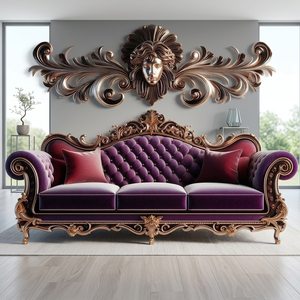 Premium Luxury Solid Teak Wood Traditional Royal Carved Design Eco-Friendly 3-Seater <b>Sofa</b> <b>Set</b> for Grand Living Room - Product Image 3