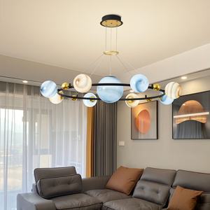 Lampadario a Sospensione a Forma di Pianeta Spaziale per Cameretta Bambini, <span class=keywords><strong>Lampada</strong></span> a Stella Blu per Stanza Ragazzo/Ragazza, Moderno Minimalista, Stile Net Red - Product Image 2