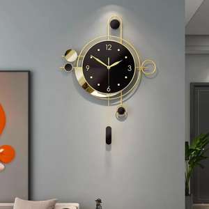 Reloj de Pared Grande de 50x69 cm para Dropshipping, Moderno de Lujo con Péndulo, Dorado, Colgante, Silencioso, Negro, Decorativo para el Hogar, DDP - Product Image 3