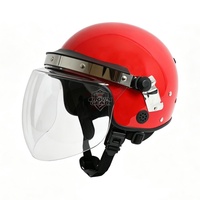Casque tactique de style européen rouge avec visière en PC pour les exercices de sécurité