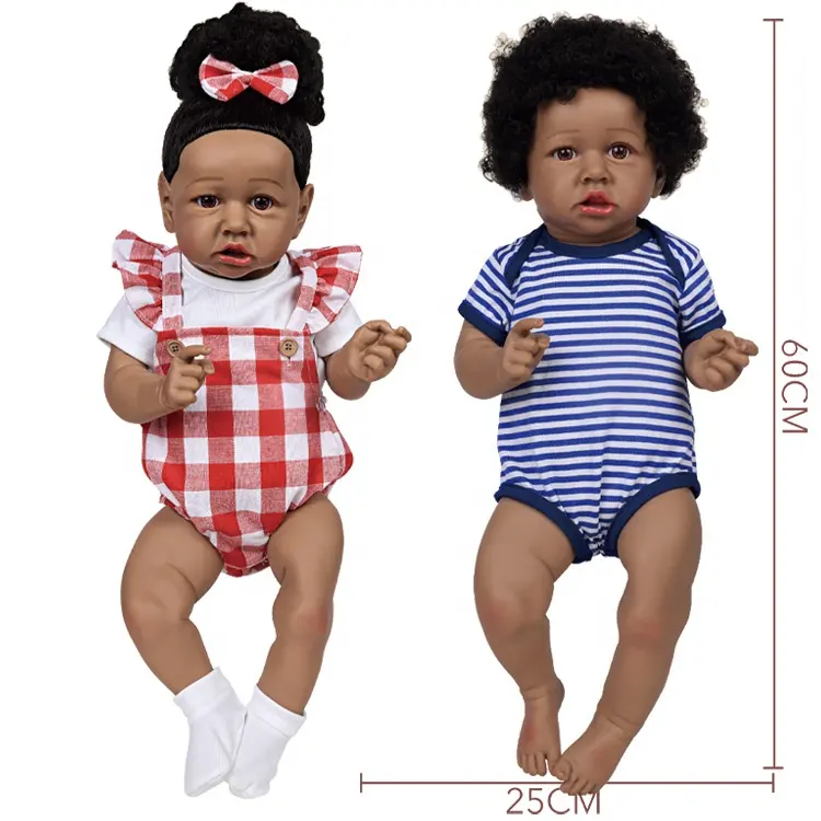 60CM Simulation baby doll with magnetic pacifier reborn baby dolls realistic black girl toy 2023