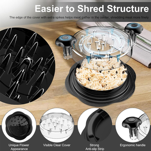 Déchiqueteur de poulet transparent portable, nouvel outil de cuisine avec conception en plastique pour un déchiquetage manuel, pratique pour la préparation de la viande - Product Image 4