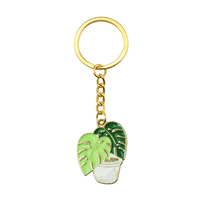 Mignon émail porte-clés Cactus fleur porte-clés dessin animé feuille verte plantes en pot porte-clés souvenirs cadeaux pour femmes hommes sac bijoux