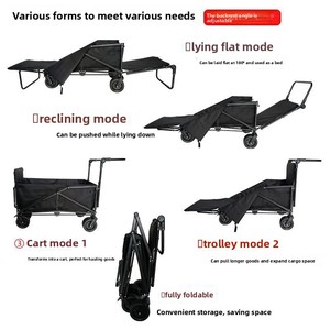 Carrito Plegable Multifuncional <span class=keywords><strong>de</strong></span> Cuatro Ruedas <span class=keywords><strong>para</strong></span> Exteriores, Plataforma Metálica Resistente y Portátil <span class=keywords><strong>para</strong></span> <span class=keywords><strong>Playa</strong></span>, Camping, Compras y Almacenamiento - Product Image 3