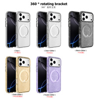 Étui de luxe antichoc transparent en TPU avec support rotatif à 360° et anneau magnétique pour iPhone 17 Pro Max