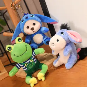 Wholesale New Trends Fashion Charming Plush Toys Stuffed Animal Shapeshift Bear Stubborn Donkey Frog Tortoise Ring Keychain