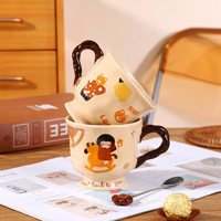 Tasse à café en céramique portable écologique 450 ml avec cuillère, design créatif inspiré de l'Instagram, motif mignon pour filles, idéale pour la rentrée scolaire - Vente chaude