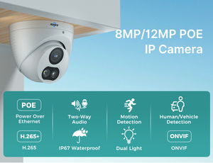 120 grados panorámicos IP67 Detección de cuerpo humano Cámara <span class=keywords><strong>IP</strong></span> CMOS Sensor Domo 12mp cámaras con almacenamiento de tarjeta Micro Sd de Audio bidireccional - Product Image 3