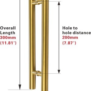 Manija de puerta de acero inoxidable Huahu de 120 mm con acabado dorado para puertas corredizas de baño de vidrio - Product Image 2