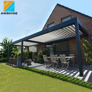 Aluminum Outdoor Gazebo Garden Patio Roof Electric Pergola Adjustable Louvered Roof System