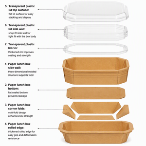 Boîte à salade en papier kraft, conteneur alimentaire jetable avec couvercle transparent, <span class=keywords><strong>plateau</strong></span> hexagonal pour desserts, pour restaurant, fête - Product Image 5