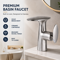 Robinet de lavabo en laiton, mitigeur eau chaude et froide, monocommande, à poser sur le comptoir, moderne, finition polie, avec cascade