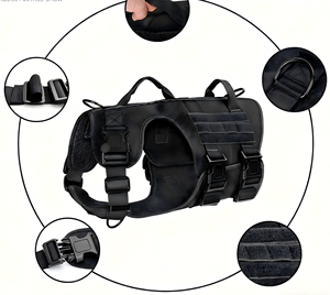 Harness Anjing Taktis Heavy Duty 100% Nilon, Dapat Disesuaikan, Bernapas, Penutup Gesper, Banyak Kantong - Product Image 3