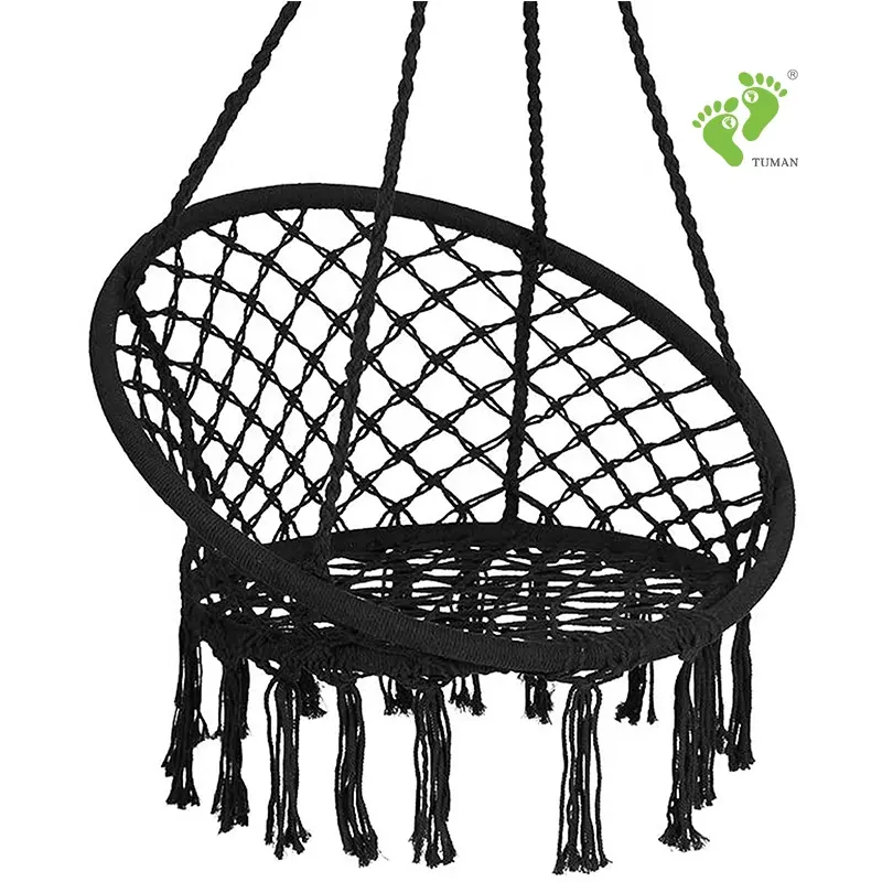 Longsen cadeira balanço de algodão, venda quente de macrame, corda durável, balanço para quarto, pátio, jardim, quintal, jardim