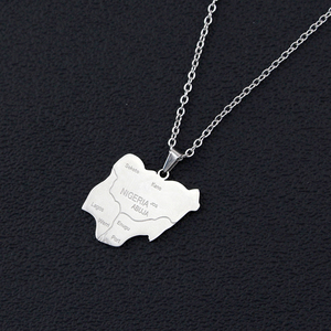 Collares <span class=keywords><strong>con</strong></span> Colgante de <span class=keywords><strong>Mapa</strong></span> de Nigeria, Mapas de Países de África, Mapas Nigerianos <span class=keywords><strong>con</strong></span> Nombre de Ciudad, Joyería - Product Image 6