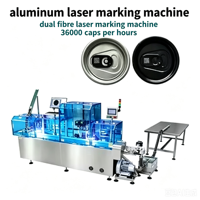 Machine de marquage laser haute vitesse en aluminium avec unité Mopa pour l'impression GS1 Datamatrix sur les couvercles de canettes de boissons, 40 000 pièces/heure, conforme à la norme Chestny Znak