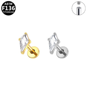Gatte heißer Verkauf ASTM-F136 G23 Titan Labret Ring Nickel-freie Ohrring mit Zirkon für Hochzeiten Mode Piercing Schmuck - Product Image 3