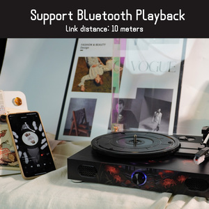 Mô hình nhà máy được thiết kế màu đỏ Spider Lily 3-tốc độ Bluetooth Hi-Fi Turntable LP Vinyl ghi <span class=keywords><strong>Player</strong></span> với xây dựng trong loa cho món quà - Product Image 5