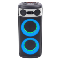 Altavoz Bluetooth portátil electrónico con sonido estéreo de 100W, doble woofer de 6'', DSP y audio de alta calidad.
