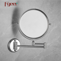 Espejo Redondo de Pared con Aumento para Baño, Moderno, de Acero Inoxidable, Marca Fyeer