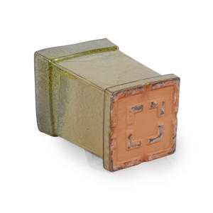 Pot de fleurs en céramique émaillée bicolore contemporain américain avec soucoupe et trou de drainage, vert foncé beige, carré, intérieur/extérieur - Product Image 4