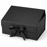 Boîte pliante magnétique haut de gamme, petite, étanche, avec logo personnalisé, en noir mat, doublée d'éponge, avec nœud en ruban, pour vêtements