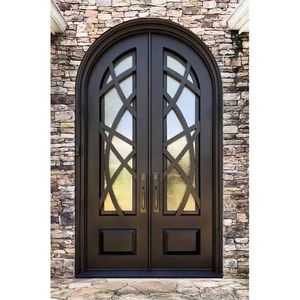 Portes françaises de style europé<span class=keywords><strong>en</strong></span> <span class=keywords><strong>avec</strong></span> ferronnerie ornementale Isolation phonique Verre <span class=keywords><strong>Bois</strong></span> Acier Extérieur <span class=keywords><strong>Porte</strong></span> de jardin battante pour hôtels - Product Image 2