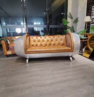 Fauteuil vintage en forme d'avion, en cuir véritable capitonné, pour chambre ou hôtel, style industriel et de loisirs