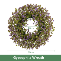 Guirlande florale artificielle en forme de couronne de 35 cm, blanche, orange et violette, avec fausses fleurs de gypsophile, pour la vente en gros en usine