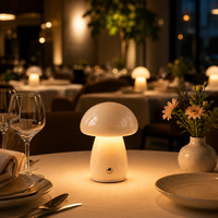 Lampe de table rechargeable sans fil LED style nordique en forme de champignon, lumière décorative avec charge Type C, gradation progressive, lampe de chevet chaude