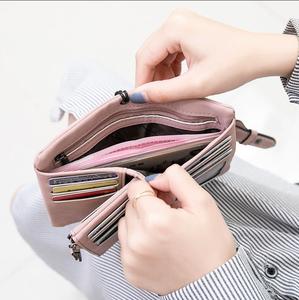 Women's Fashion PU Leather Frosted Zipper <b>Wallet</b> Long Card Holder Ladies Purses <b>Trifold</b> Money Clip Slim Feature Polyester Logo - Product Image 5