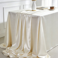 Nappe rectangulaire en satin blanc de luxe en gros pour hôtels, conférences, événements de salon et décoration de table de desserts