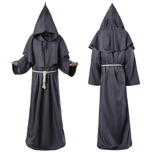 Túnica Medieval <span class=keywords><strong>de</strong></span> Halloween para disfraz, capa <span class=keywords><strong>de</strong></span> disfraz <span class=keywords><strong>de</strong></span> bruja, Brujo, fraile, sacerdote, fantasma, muerte, demonio y demonio - Product Image 1