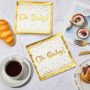 Gold Foil Lettering Paper Napkins 330mm Disposable For Anniversary Parties - Product Image 2
