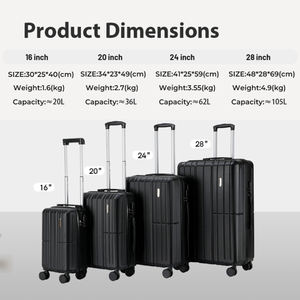 4 Stuks Abs + Pc Sport Reistassen Cosmetische Trolley Koffer Met 16 Inch Instapkoffer Lichtgewicht/Polycarbonaat Bagageset - Product Image 2