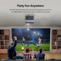 Projecteur intelligent AUN A45 Pro 1080P Full HD Android TV OS, projecteurs de cinéma maison portables, vidéo 4K, projecteur LED pour entreprise